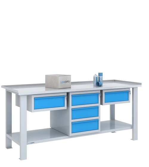 TAVOLO OFFICINA 2000x700x860h con 5 cassetti