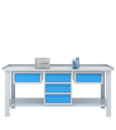 TAVOLO OFFICINA 2000x700x860h con 5 cassetti 2