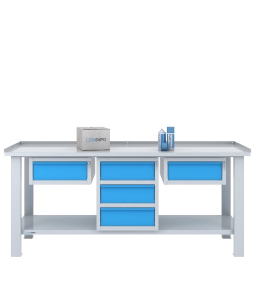 TAVOLO OFFICINA 2000x700x860h con 5 cassetti