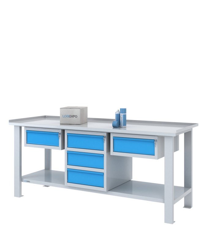 TAVOLO OFFICINA 2000x700x860h con 5 cassetti