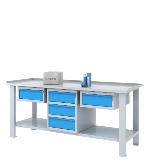 TAVOLO OFFICINA 2000x700x860h con 5 cassetti