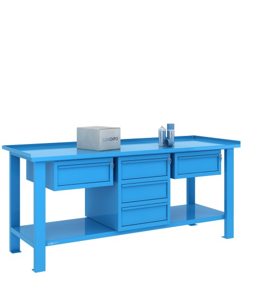 TAVOLO OFFICINA 2000x700x860h con 5 cassetti