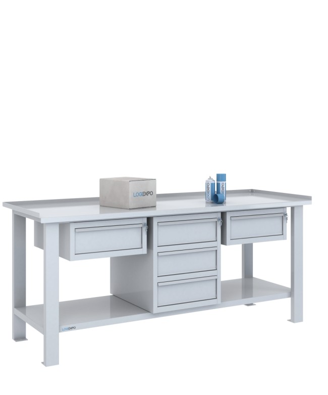 TAVOLO OFFICINA 2000x700x860h con 5 cassetti