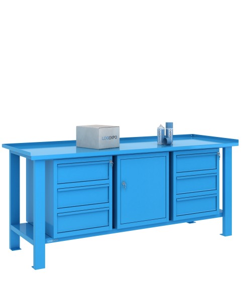 TAVOLO OFFICINA 2000x700x860h con 6 cassetti e 1 sportello