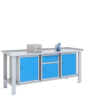 TAVOLO OFFICINA 2000x700x860h con 1 cassetto e 3 sportelli