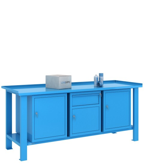 TAVOLO OFFICINA 2000x700x860h con 1 cassetto e 3 sportelli