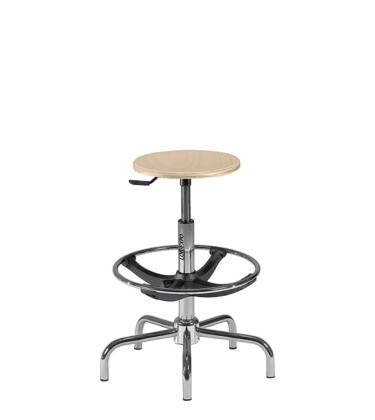 SGABELLO PROFESSIONALE CON TONDELLO IN FAGGIO - Alto con poggiapiedi