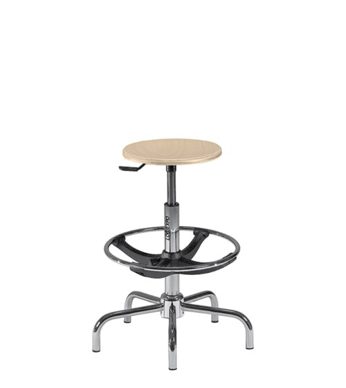 SGABELLO PROFESSIONALE CON TONDELLO IN FAGGIO - Alto con poggiapiedi