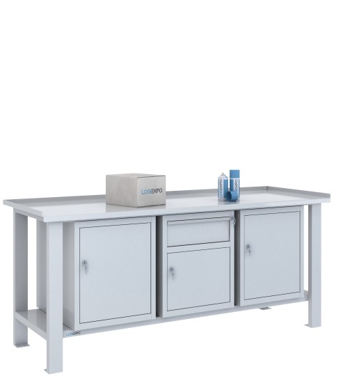 TAVOLO OFFICINA 2000x700x860h con 1 cassetto e 3 sportelli