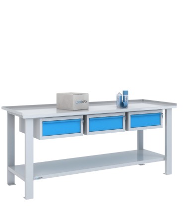 TAVOLO OFFICINA 2000x700x860h con 3 cassetti sospesi