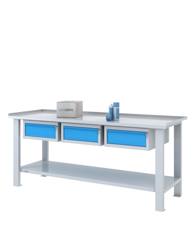 TAVOLO OFFICINA 2000x700x860h con 3 cassetti sospesi