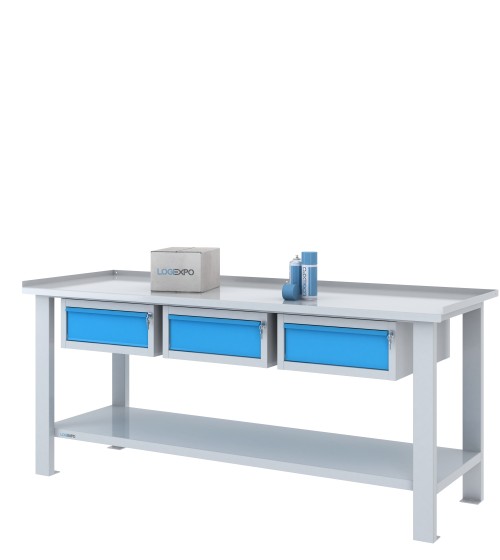 TAVOLO OFFICINA 2000x700x860h con 3 cassetti sospesi