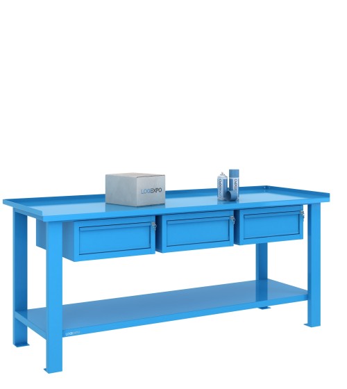 TAVOLO OFFICINA 2000x700x860h con 3 cassetti sospesi