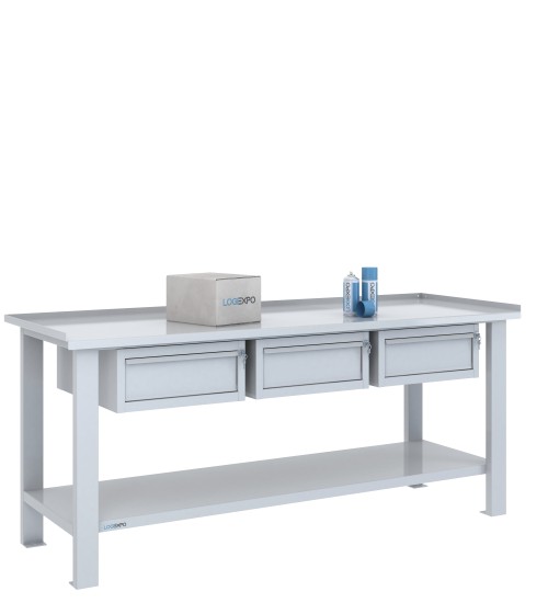 TAVOLO OFFICINA 2000x700x860h con 3 cassetti sospesi