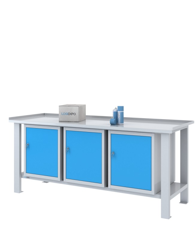 TAVOLO OFFICINA 2000x700x860h con 3 sportelli