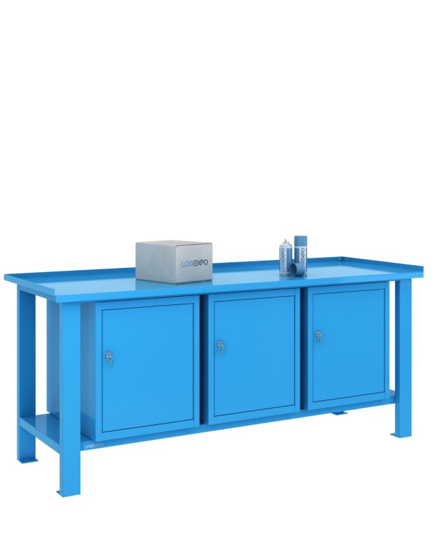 TAVOLO OFFICINA 2000x700x860h con 3 sportelli