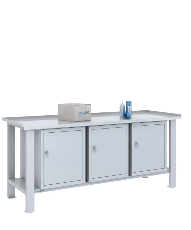 TAVOLO OFFICINA 2000x700x860h con 3 sportelli