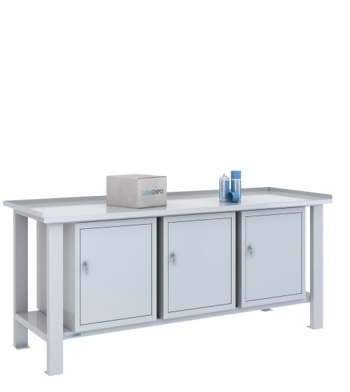 TAVOLO OFFICINA 2000x700x860h con 3 sportelli