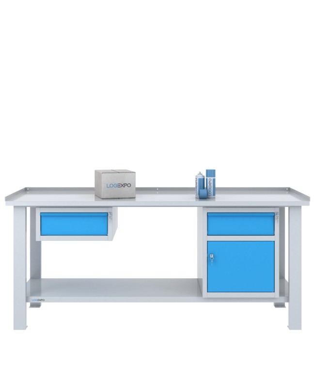 TAVOLO OFFICINA 2000x700x860h con 2 cassetti e 1 sportello