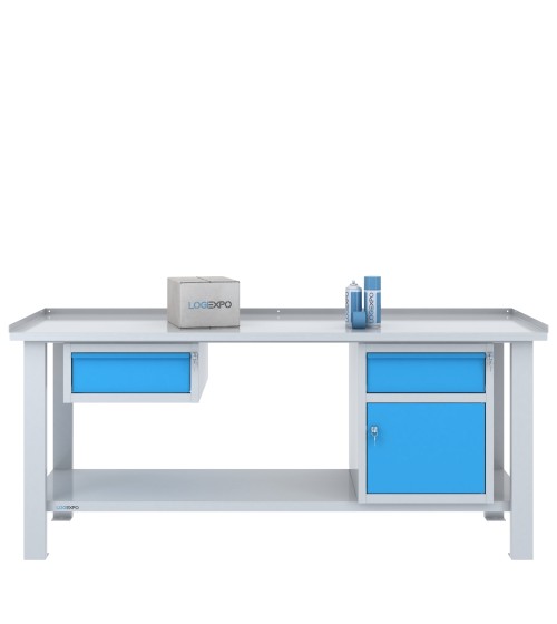 TAVOLO OFFICINA 2000x700x860h con 2 cassetti e 1 sportello