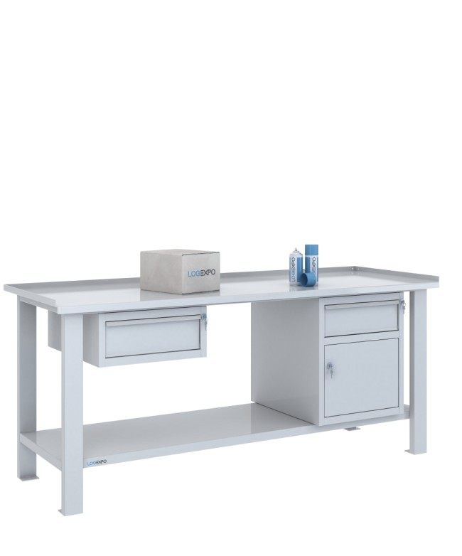 TAVOLO OFFICINA 2000x700x860h con 2 cassetti e 1 sportello