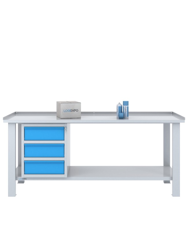 TAVOLO OFFICINA 2000x700x860h con 3 cassetti