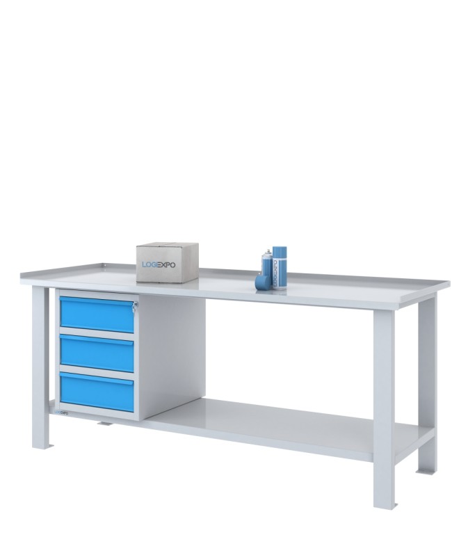 TAVOLO OFFICINA 2000x700x860h con 3 cassetti