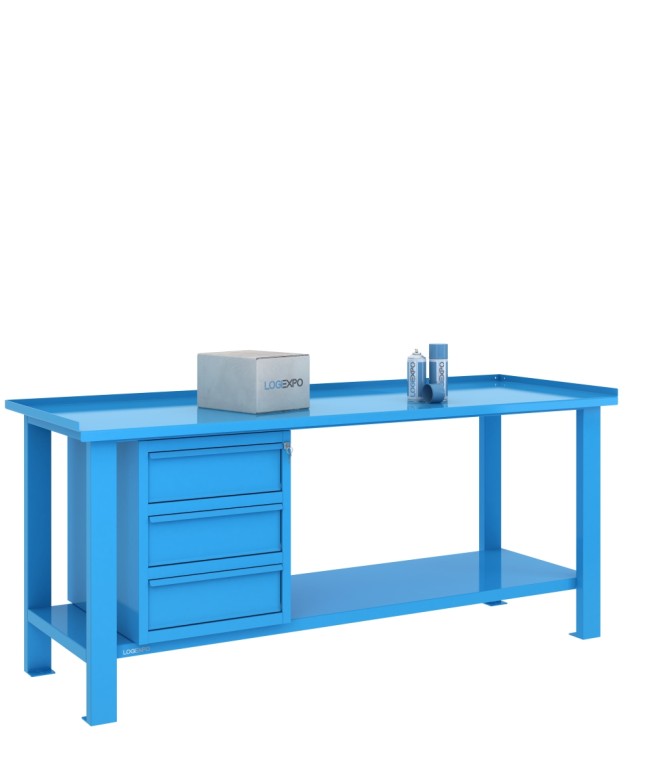 TAVOLO OFFICINA 2000x700x860h con 3 cassetti