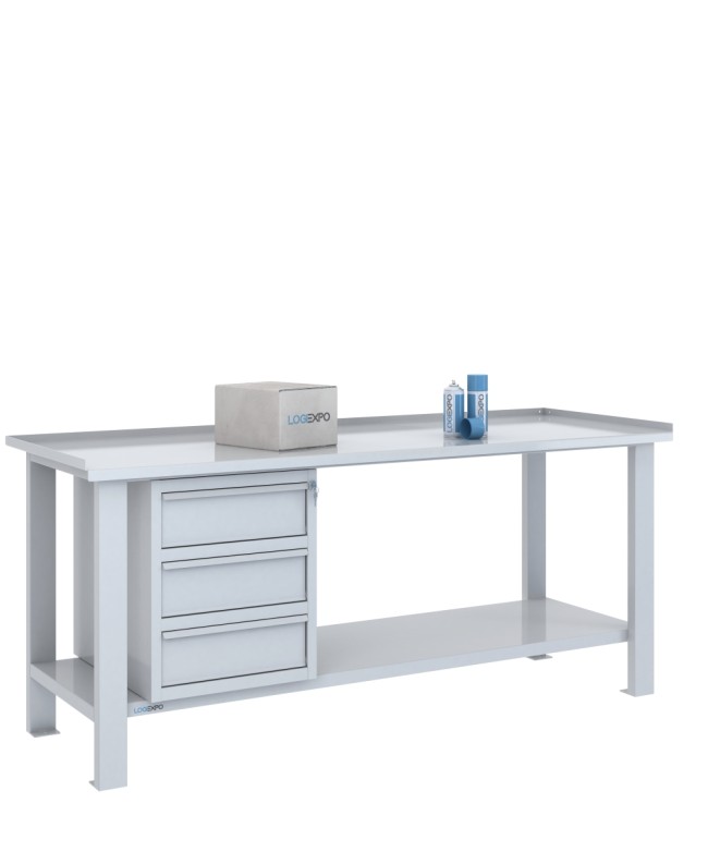 TAVOLO OFFICINA 2000x700x860h con 3 cassetti