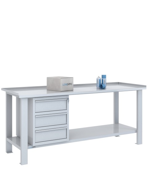 TAVOLO OFFICINA 2000x700x860h con 3 cassetti