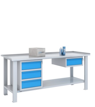 TAVOLO OFFICINA 2000x700x860h con 4 cassetti