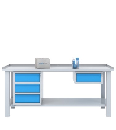 TAVOLO OFFICINA 2000x700x860h con 4 cassetti 2