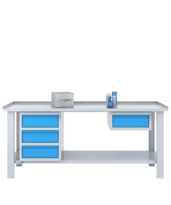 TAVOLO OFFICINA 2000x700x860h con 4 cassetti