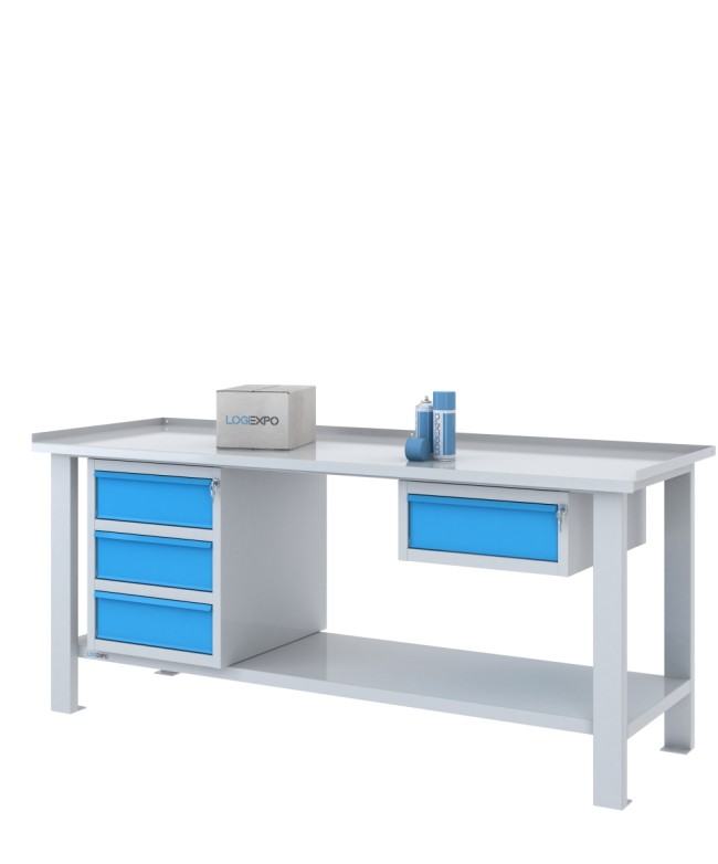 TAVOLO OFFICINA 2000x700x860h con 4 cassetti