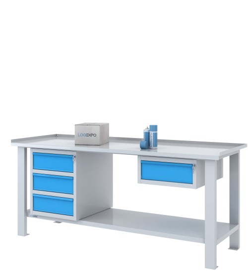 TAVOLO OFFICINA 2000x700x860h con 4 cassetti