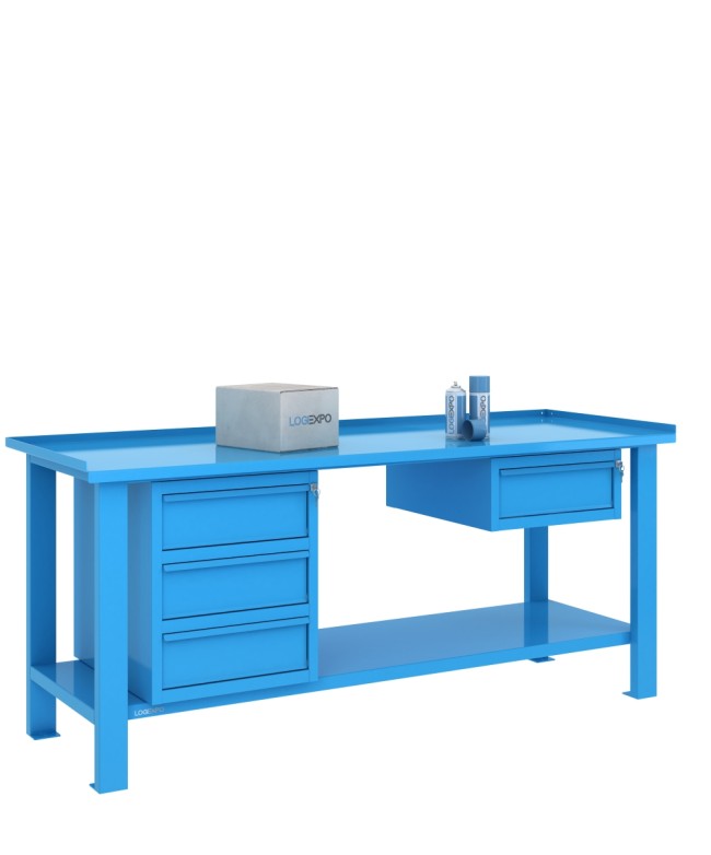 TAVOLO OFFICINA 2000x700x860h con 4 cassetti