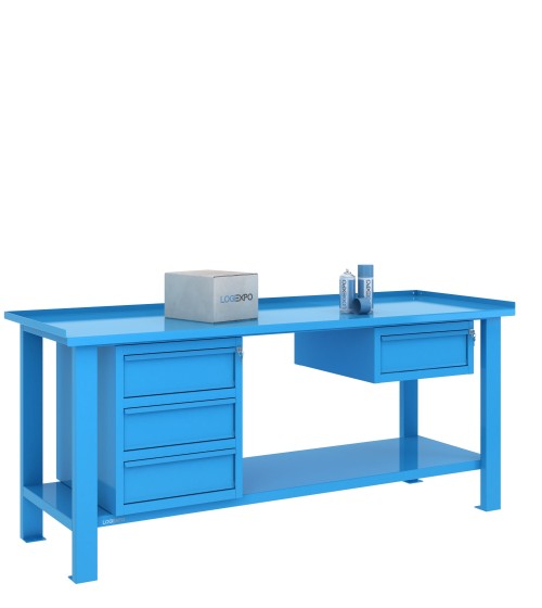 TAVOLO OFFICINA 2000x700x860h con 4 cassetti