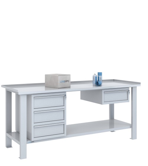 TAVOLO OFFICINA 2000x700x860h con 4 cassetti