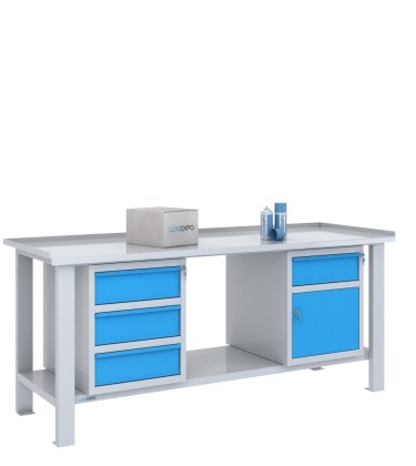 TAVOLO OFFICINA 2000x700x860h con 4 cassetti e 1 sportello