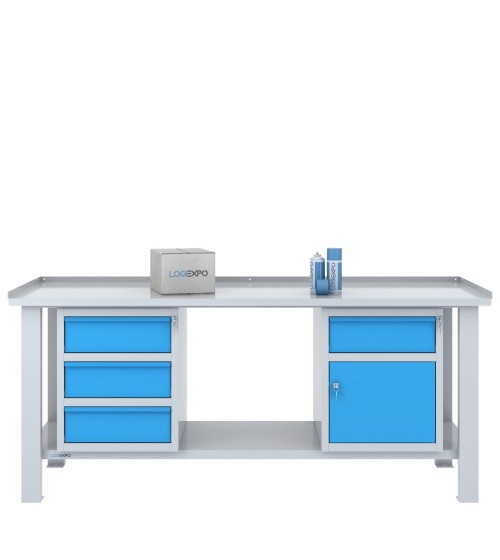 TAVOLO OFFICINA 2000x700x860h con 4 cassetti e 1 sportello