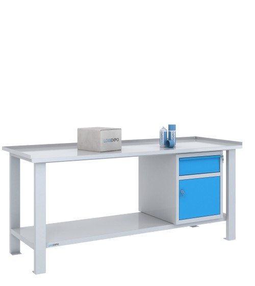 TAVOLO OFFICINA 2000x700x860h con 1 cassetto e 1 sportello