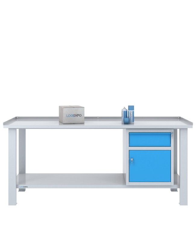 TAVOLO OFFICINA 2000x700x860h con 1 cassetto e 1 sportello