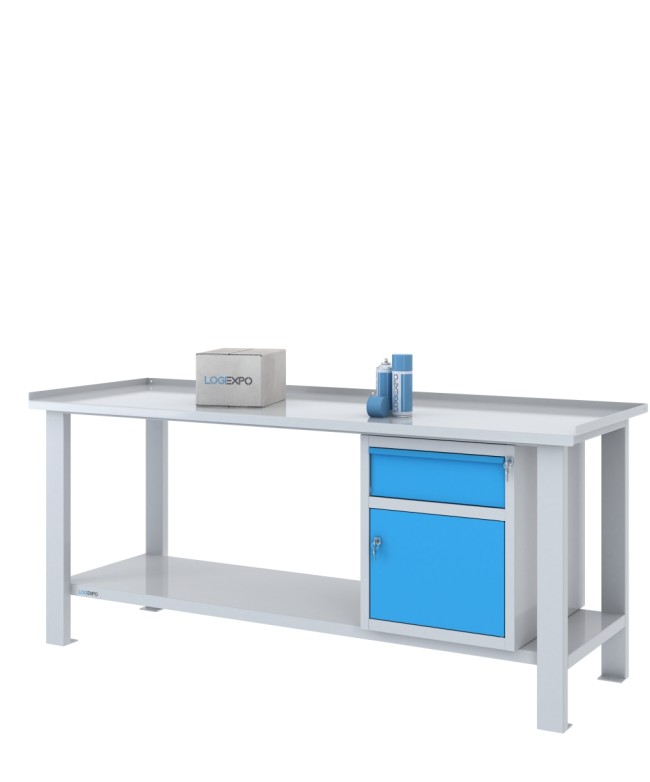 TAVOLO OFFICINA 2000x700x860h con 1 cassetto e 1 sportello