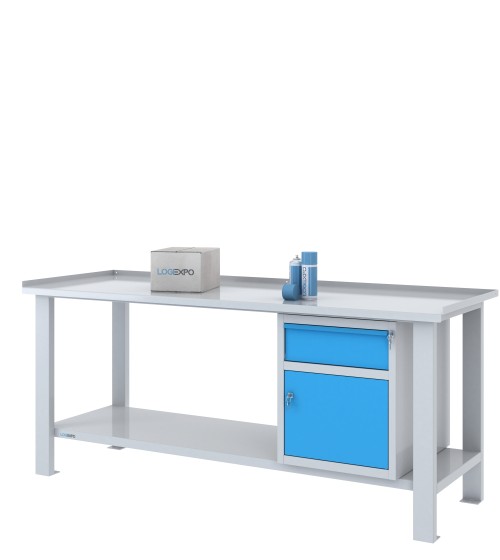 TAVOLO OFFICINA 2000x700x860h con 1 cassetto e 1 sportello