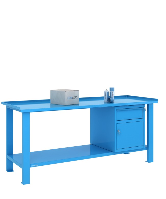 TAVOLO OFFICINA 2000x700x860h con 1 cassetto e 1 sportello