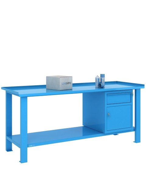 TAVOLO OFFICINA 2000x700x860h con 1 cassetto e 1 sportello