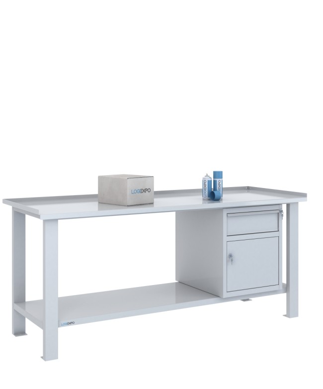 TAVOLO OFFICINA 2000x700x860h con 1 cassetto e 1 sportello