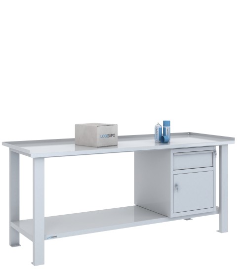 TAVOLO OFFICINA 2000x700x860h con 1 cassetto e 1 sportello