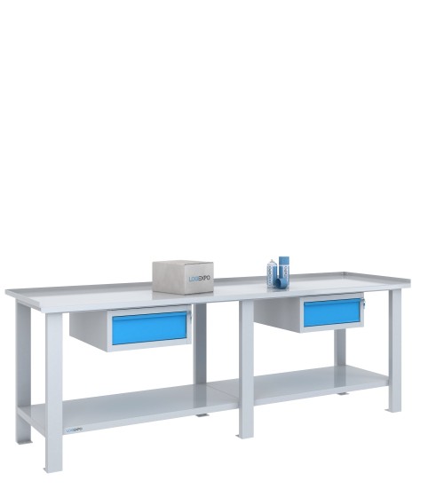 TAVOLO OFFICINA 2500x700x860h con 2 cassetti