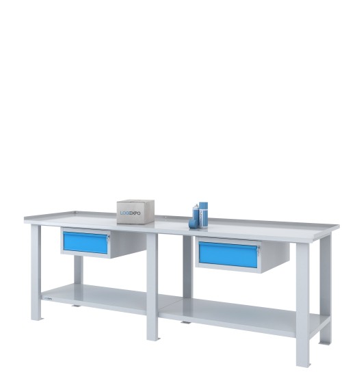 TAVOLO OFFICINA 2500x700x860h con 2 cassetti